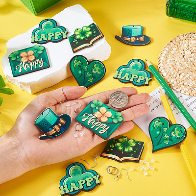 DIY Saint Patrick's Day Wood Dangle Earrings Making Kit DIY-TA0009-17-1