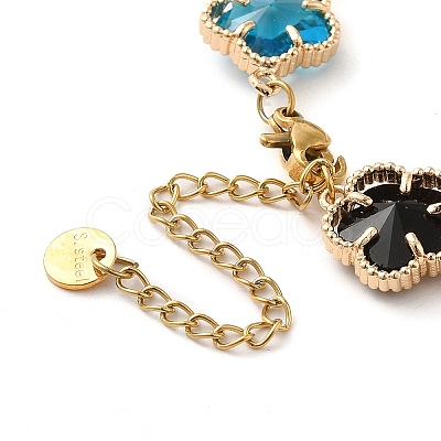 Colorful Glass Link Chain Bracelets BJEW-B075-05-1