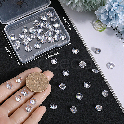 Beebeecraft 50Pcs Cubic Zirconia Cabochons ZIRC-BBC0002-37-1