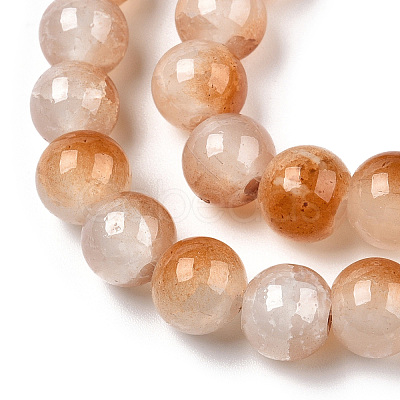 Crackle Baking Paint Imitation Jade Glass Beads Strands X1-DGLA-T003-8mm-08-1