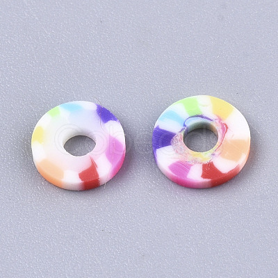 Rainbow Color Handmade Polymer Clay Beads Strands CLAY-R091-6mm-02-1