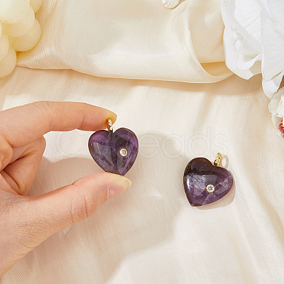 2Pcs Natural Amethyst Pendants G-FH0002-76A-1