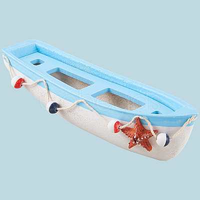 Mediterranean-style Wood Sailboat Miniature Model Decorations DJEW-WH20816-008B-1