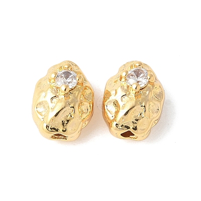 Brass Micro Pave Clear Cubic Zirconia Bead KK-U064-11G-1