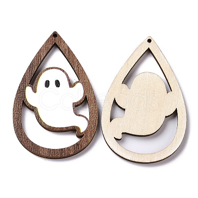 Halloween Theme Single Face Printed Aspen Wood Big Pendants X-WOOD-G015-05I-1