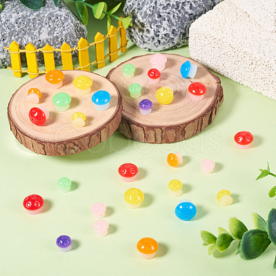 30Pcs 2 Styles Luminous Resin Mushroom Ornament RESI-TA0004-02C-1