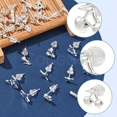 2 Pairs Alloy Stud Earrings for Women EJEW-FS0001-27A-1