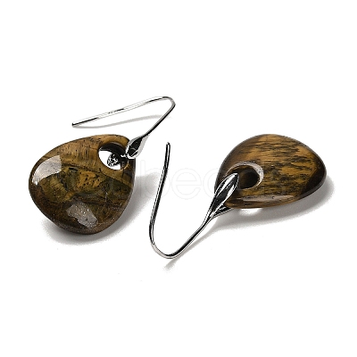Natural Tiger EyeTeardrop Dangle Earrings EJEW-I315-02P-05-1