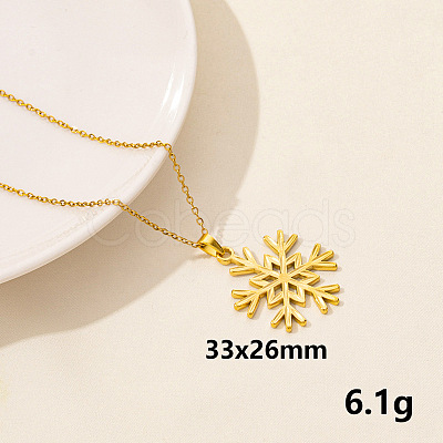 201 Stainless Steel Snowflake Pendant Necklaces for Women FS-WG3C313-10-1