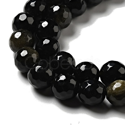 Natural Golden Sheen Obsidian Beads Strands G-P476-01C-04-1