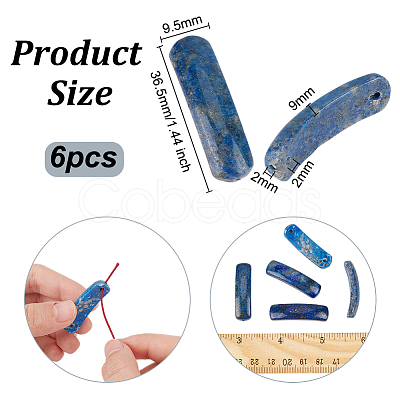 6Pcs Natural Lapis Lazuli Connector Charms G-OC0005-91D-1