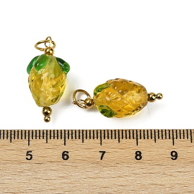 304 Stainless Steel with Handmade Lampwork Pendants STAS-Q352-02G-B-1