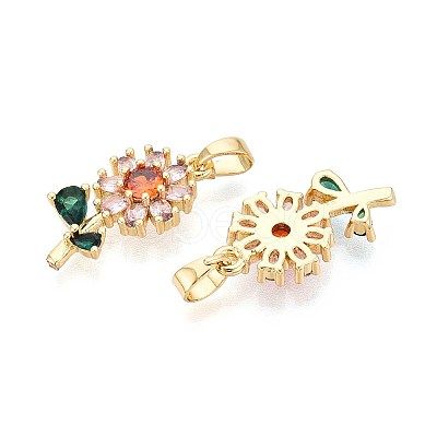 Brass Micro Pave Cubic Zirconia Pendants KK-T071-135G-02-1