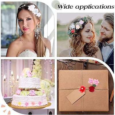 100Pcs 10 Colors Organza 5-Petal Flower Ornament Accessories DIY-GF0006-94-1