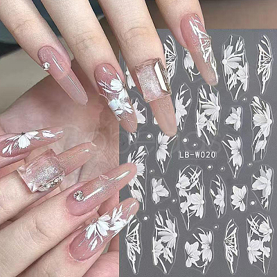 4Pcs 4 Styles Flower Pattern Self Adhesive PET Nail Art Stickers Decals MRMJ-SP0001-22-1