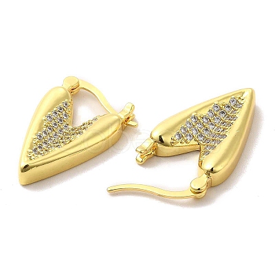 Clear Cubic Zirconia Heart Hoop Earrings EJEW-A095-01G-1