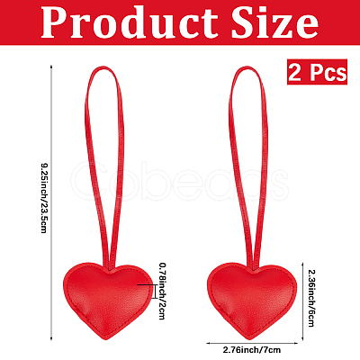 PU Leather Heart Pendant Decorations HJEW-CL0001-12A-1