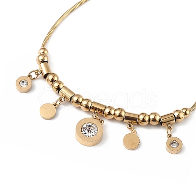 Crystal Rhinestone Roman Number Charm Bracelet BJEW-G669-04G-1