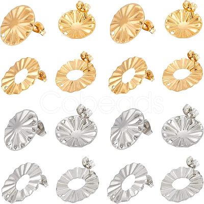 16Pcs 4 Style 304 Stainless Steel Stud Earring Findings STAS-UN0031-23-1