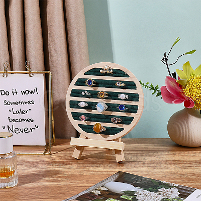 Round Wooden Ring Display Easels RDIS-WH0032-005B-1
