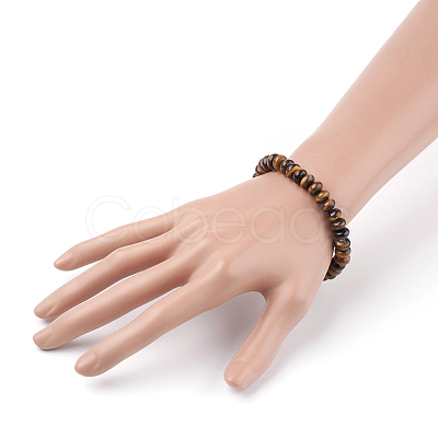 Natural Tiger Eye Beads Stretch Bracelets BJEW-JB03376-04-1