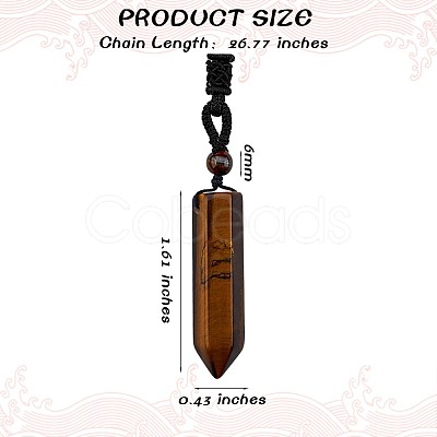 Natural Tiger Quartz Bullet Pendant Necklace JN1043A-1