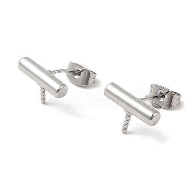 Column Brass Stud Earring Findings KK-M270-36P-1
