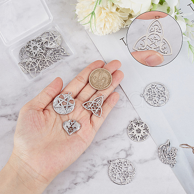 DIY 16Pcs 8 Style Rack Plating 304 Stainless Steel Pendants STAS-SC0004-81-1