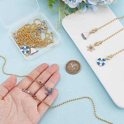 10Pcs 5 Styles Alloy Enamel Charms Ceiling Fan Pull Chain Extenders HJEW-HY00035-1
