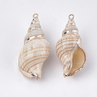 Electroplate Spiral Shell Pendants X-SSHEL-T009-13-1