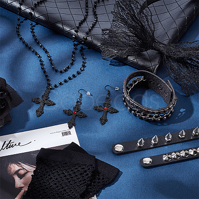 PU Leather Rivets Bracelets Bracelets AJEW-UN0002-02-1