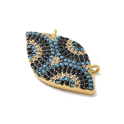 Horse Eye Rack Plating Brass Micro Pave Cubic Zirconia Charms KK-G504-05G-1