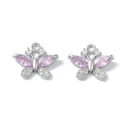 Brass Micro Pave Clear Cubic Zirconia Charms KK-H482-09P-03-1