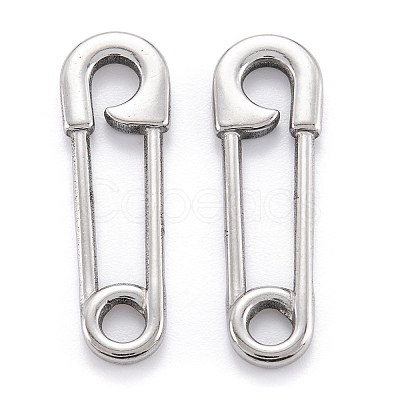 Non-Tarnish 304 Stainless Steel Safety Pin Pendant Charms X-STAS-M291-12P-1
