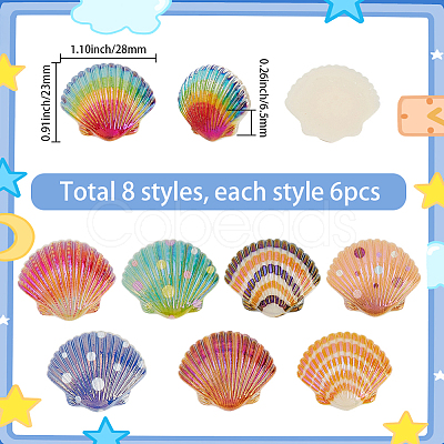 48Pcs 8 Colors Opaque Resin Cabochons RESI-SC0006-40-1