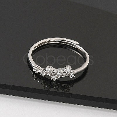 Constellations Rhodium Plated 925 Sterling Silver Micro Pave Clear Cubic Zirconia Adjustable Rings for Women RJEW-P130-01P-E-1