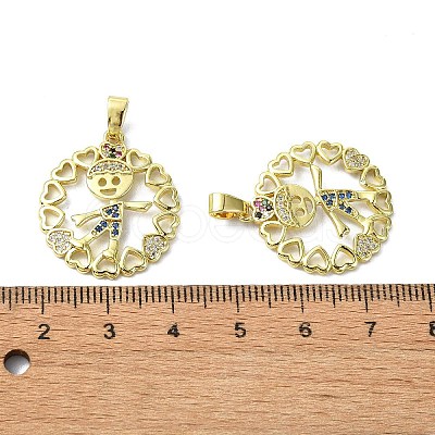 Rack Plating Brass Micro Pave Cubic Zirconia Pendants KK-R157-13A-G-1