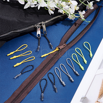60Pcs 4 Styles Plastic & Polyester Heat Shrink Tubing Pull Tail Rope FIND-NB0007-10-1