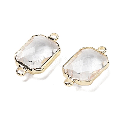 Rack Plating Brass Pave Glass Connectors Charms KK-M013-03G-1