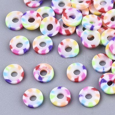 Rainbow Color Handmade Polymer Clay Beads Strands CLAY-R091-6mm-02-1