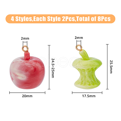 8Pcs 4 Styles Opaque Resin Pendants RESI-HY0001-06-1