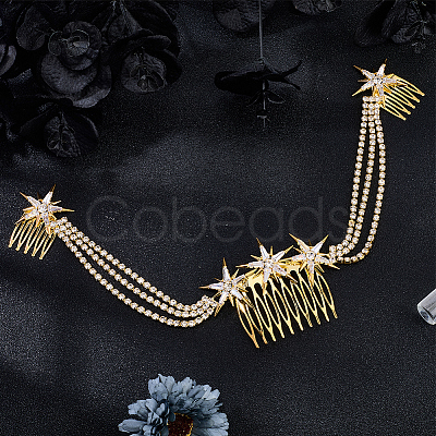 Alloy Rhinestone Hair Combs MRMJ-WH2007-031G-1