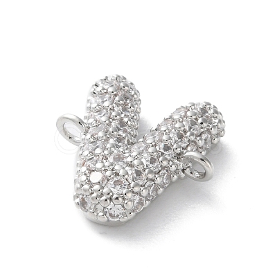 Brass Micro Pave Cubic Zirconia Letter Links KK-I717-04V-P-1