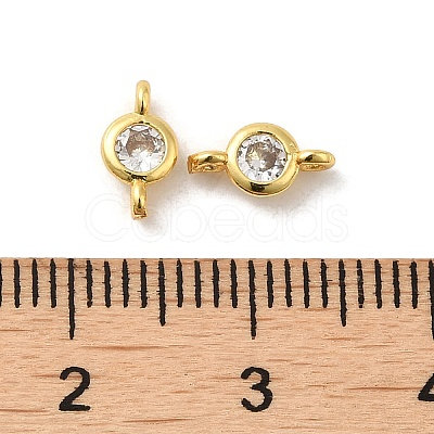 Rack Plating Brass Pave Clear Cubic Zirconia Connector Charms X-KK-G477-02G-1
