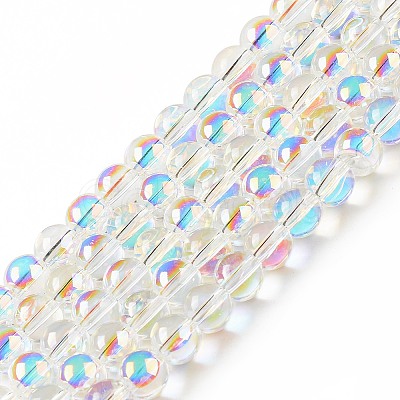 Transparent Electroplate Glass Beads Strands EGLA-I015-01A-1