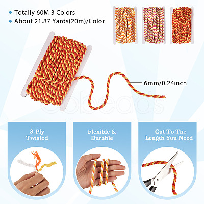 60M 3 Colors 3-Ply Twisted Macrame Polyester Cord OCOR-TA0003-48D-1