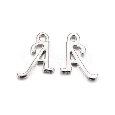 Platinum Plated Alloy Letter Pendants X-PALLOY-J718-01P-A-1