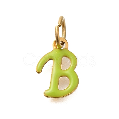 Ion Plating(IP) 304 Stainless Steel Enamel Alphabet Charms STAS-F308-02G-B-1