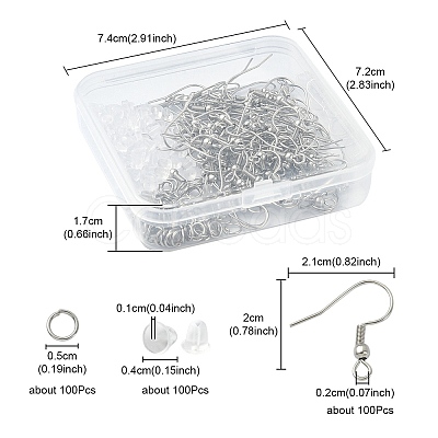 100Pcs 304 Stainless Steel French Hooks with Coil and Ball STAS-YW0001-59-1