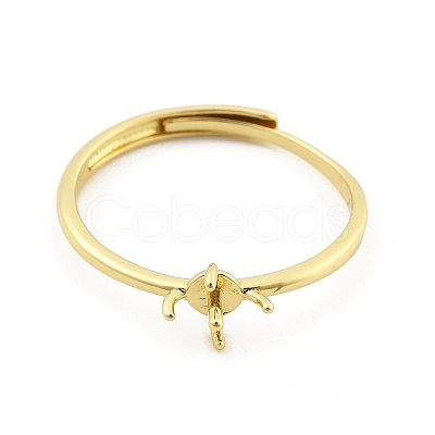 Flat Round Brass Adjustable Ring Settings KK-G527-01B-G-1